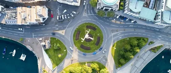 St Helens — a blue roundabout sign
