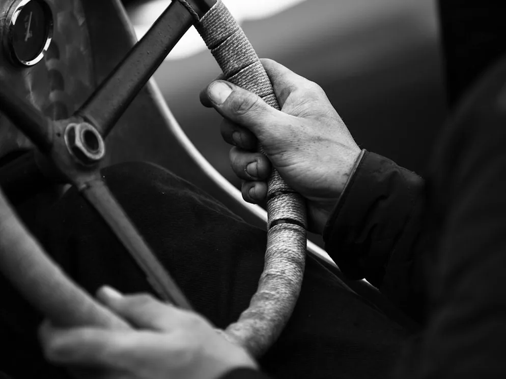 confident hands on the wheel